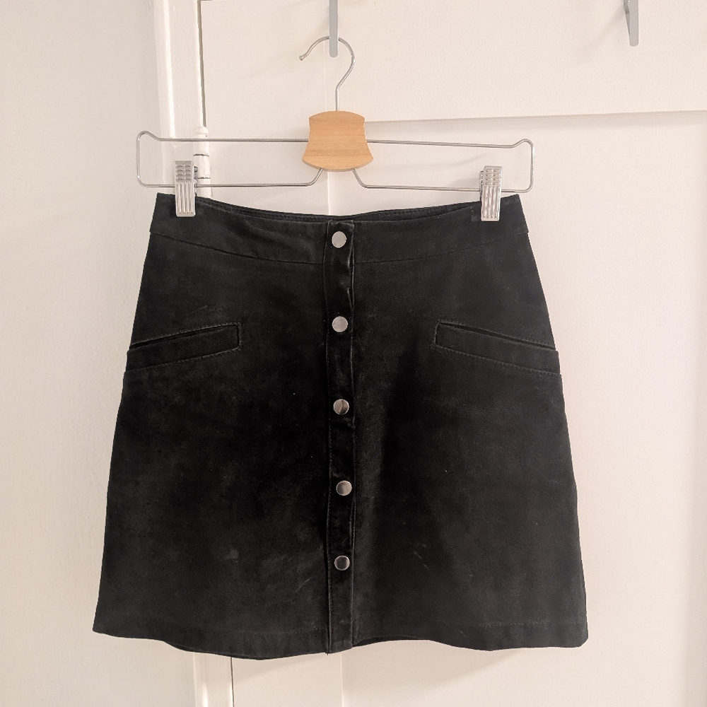 Mango Black Button-Down Mini Skirt